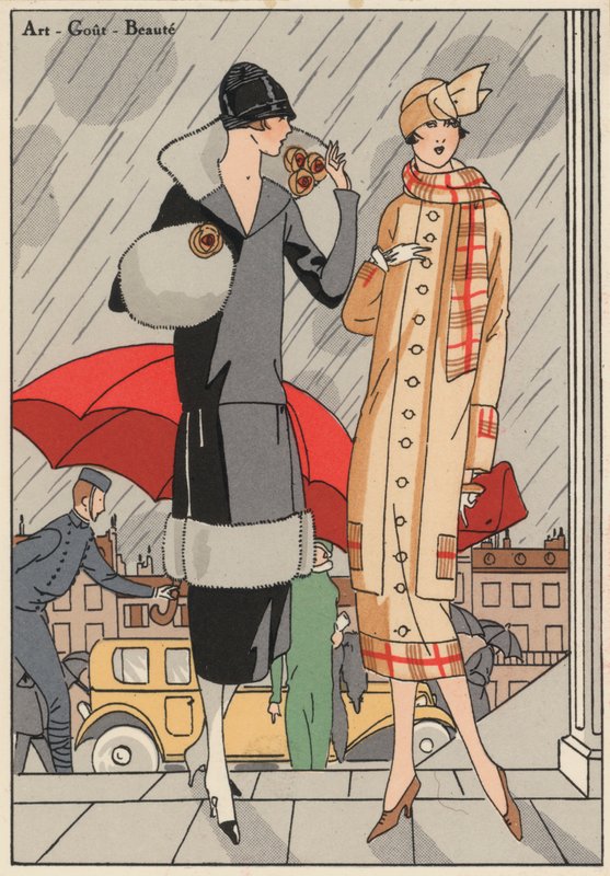 La mode féminine des années 1920 des créateurs Premet et Gustave Beer. (lithographie couleur) - French School