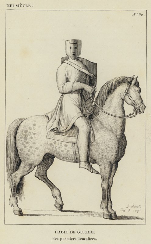 XII Siècle, Habit de Guerre, des premiers Templiers (gravure) - French School