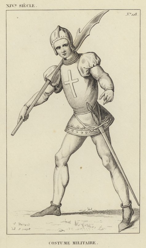 XIVe Siècle, Costume Militaire (gravure) - French School