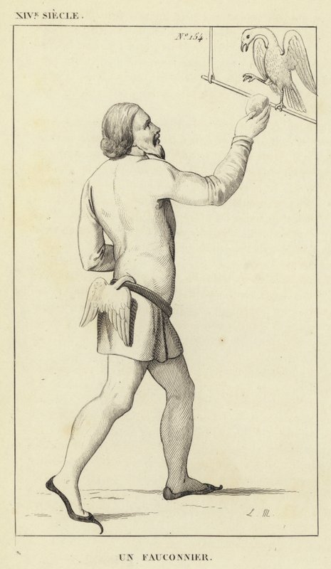 XIVe Siècle, Un Fauconnier (gravure) - French School