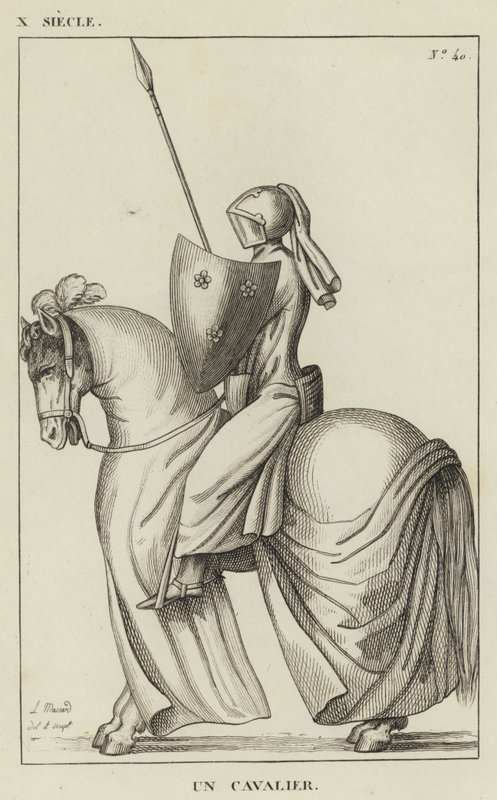 X Siècle, Un Cavalier (gravure) - French School