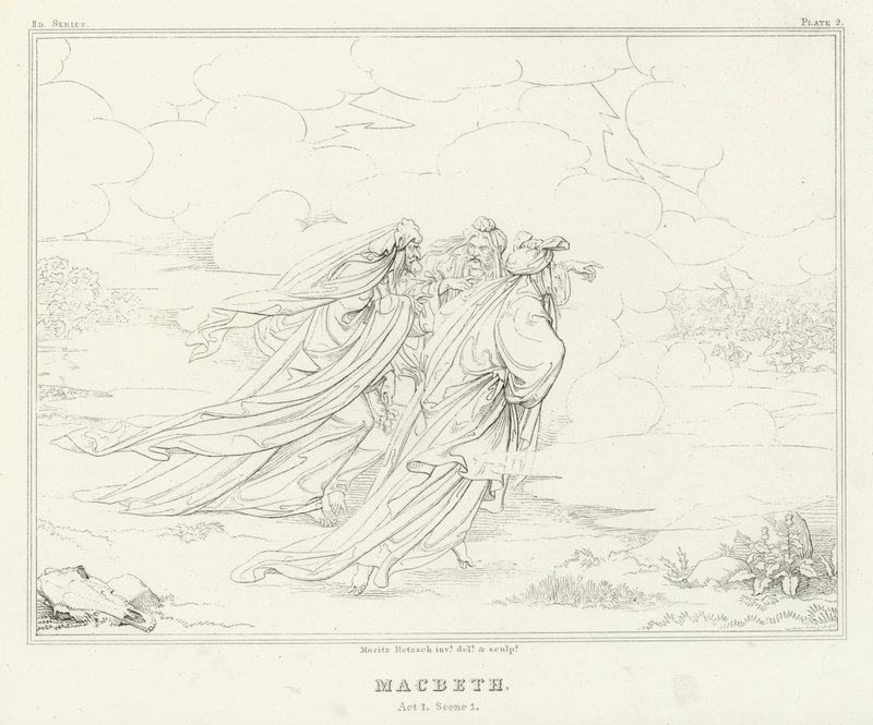 Macbeth, Acte I, Scène 1 - Friedrich August Moritz Retzsch