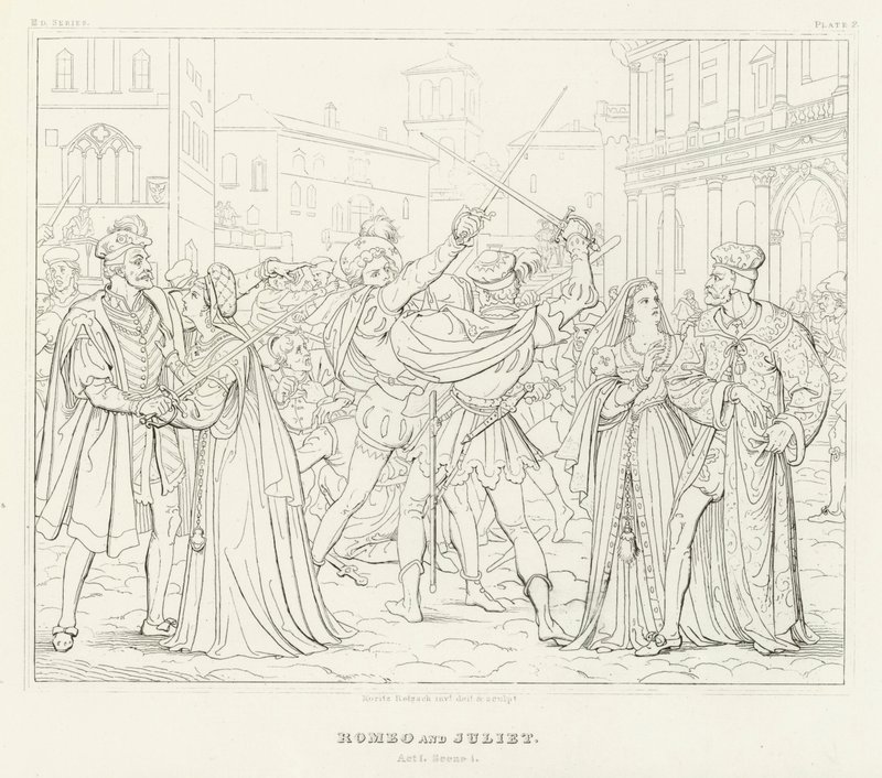 Roméo et Juliette, Acte I, Scène 1 (gravure) - Friedrich August Moritz Retzsch