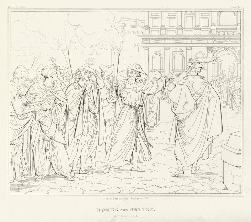 Roméo et Juliette, Acte I, Scène 4 - Friedrich August Moritz Retzsch