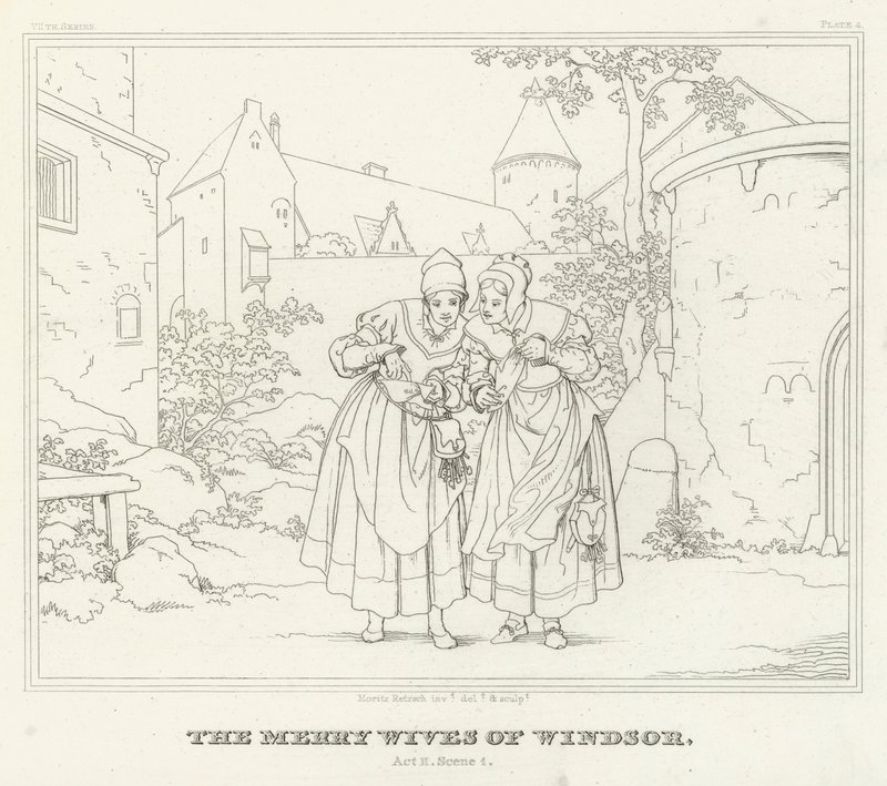 Les Joyeuses Commères de Windsor, Acte II, Scène 1 - Friedrich August Moritz Retzsch