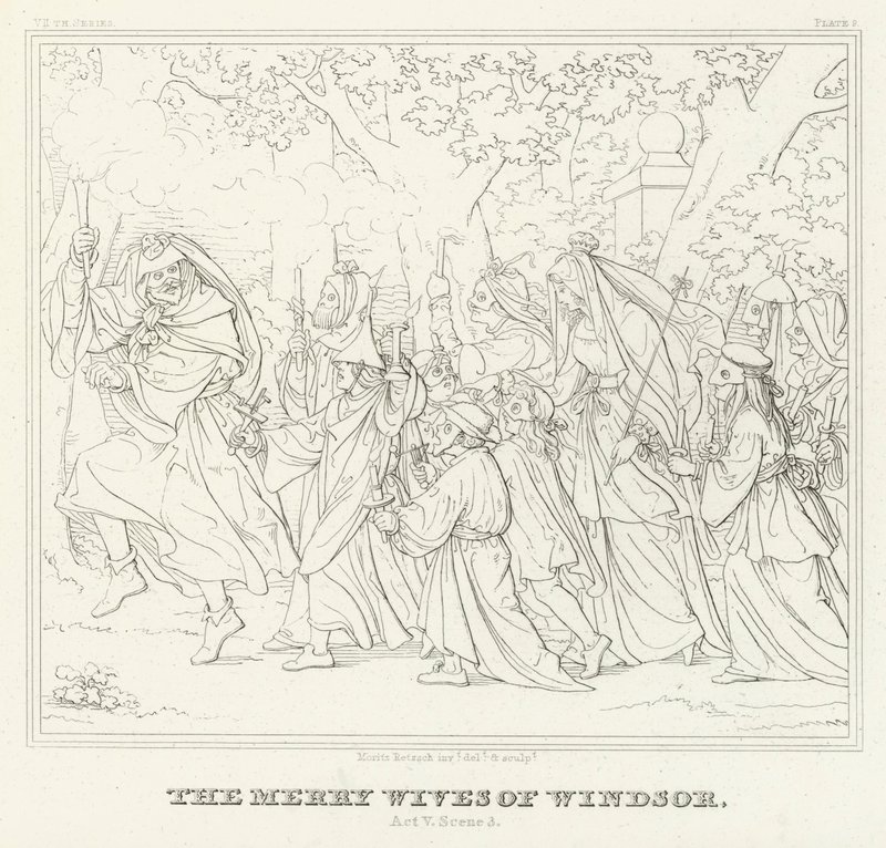Les Joyeuses Commères de Windsor, Acte V, Scène 3 - Friedrich August Moritz Retzsch