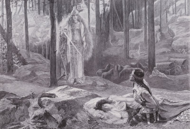 La Révélation (Brunnhilde découvrant Sieglinde et Siegmund) - Gaston Bussiere