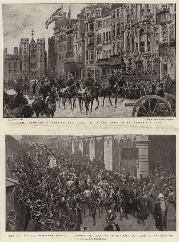 La procession passant devant le Royal Societies