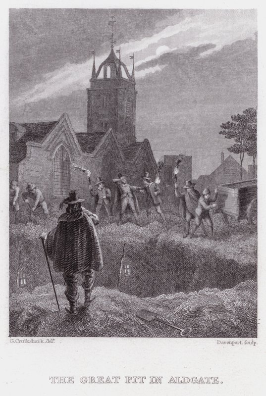 La Grande Fosse à Aldgate (gravure) - George (after) Cruikshank