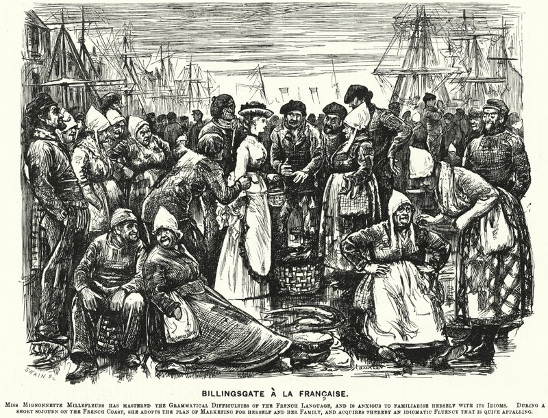Caricature de Punch : Billingsgate à la française (gravure) - George (after) Du Maurier