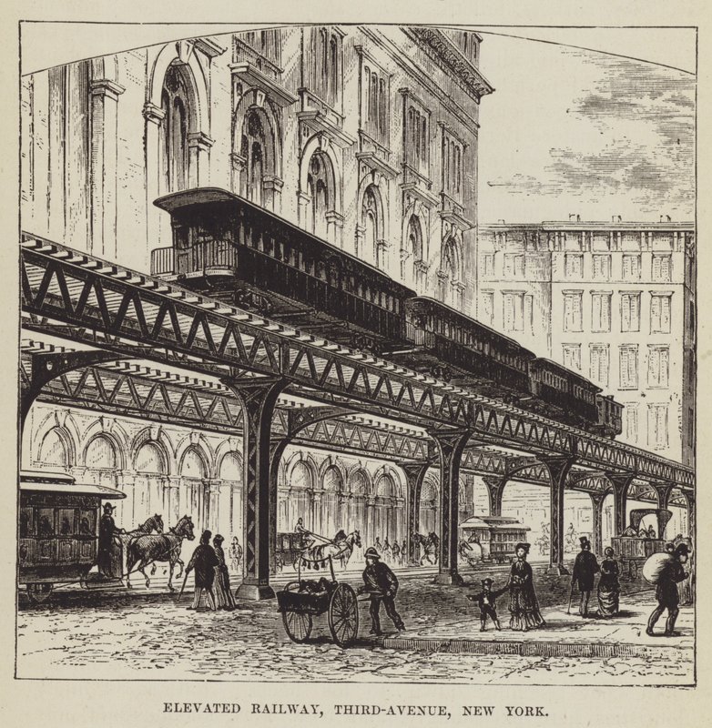 Chemin de fer surélevé, Third Avenue, New York - George Augustus Sala