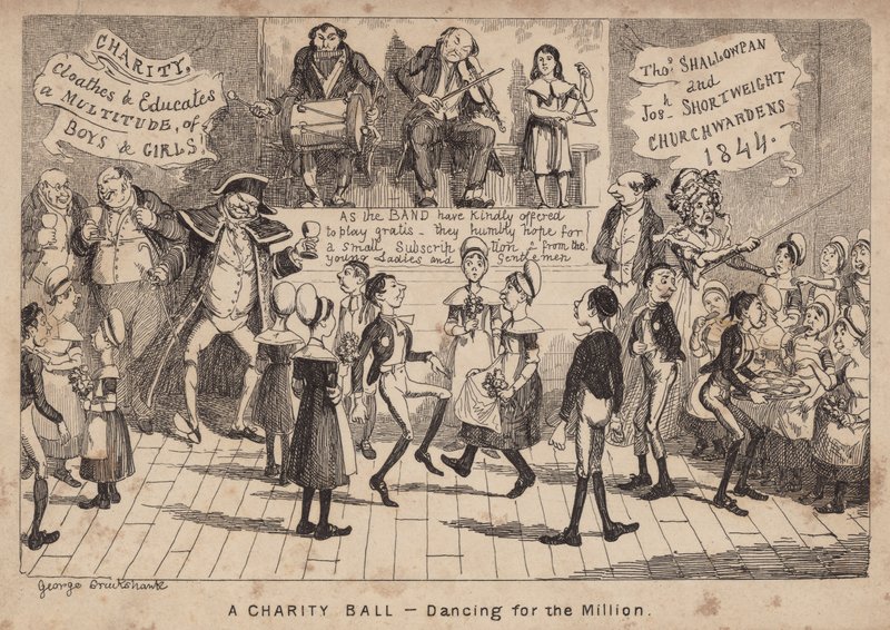 Un bal de charité - danser pour le million; caricature - George Cruikshank