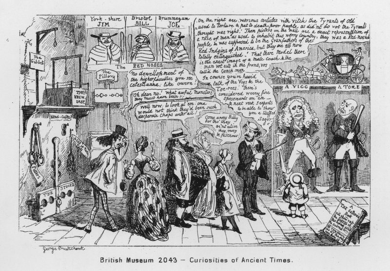 Musée britannique 2043, curiosités des temps anciens (gravure) - George Cruikshank