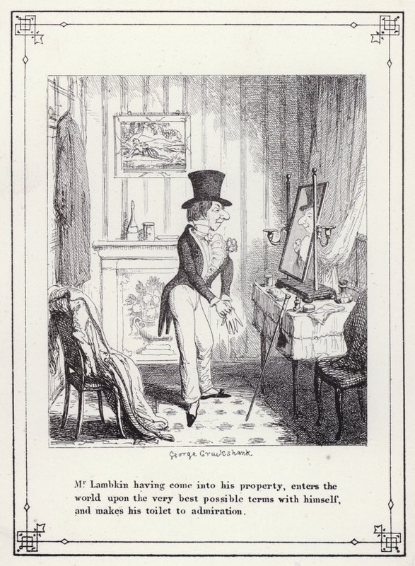 Illustration pour Le Livre du Célibataire, ou Le Progrès de M. Lambkin (Gent) (gravure) - George Cruikshank