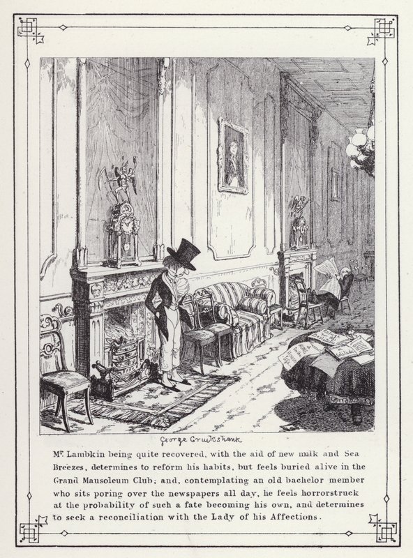 Illustration pour The Bachelor’s Own Book, ou The Progress of Mr Lambkin (Gent) - George Cruikshank