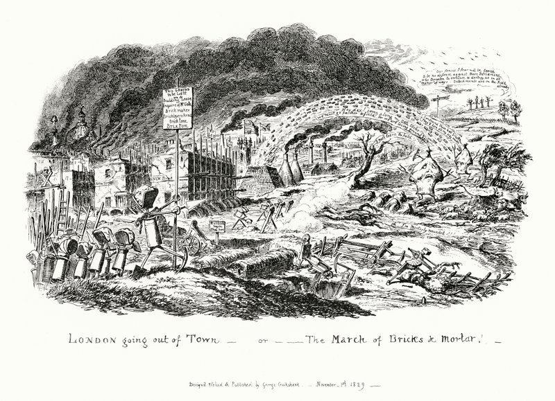 Londres sort de la ville, ou la marche des briques et du mortier - George Cruikshank