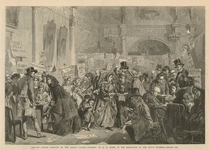 Élection des orphelins à la London Tavern (gravure) - George Elgar Hicks
