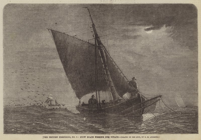 Les pêcheries britanniques, n° 3, bateaux de pêche pour les sprats - George Henry Andrews