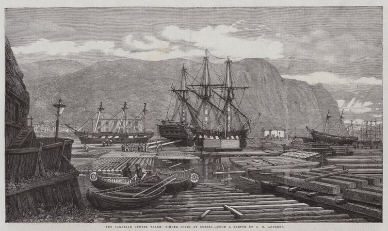 Le commerce du bois canadien, Coves de bois à Québec - George Henry Andrews