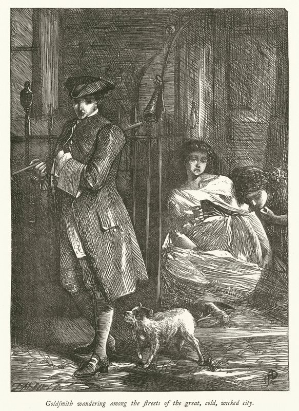 Goldsmith errant dans les rues de la grande, froide et méchante ville - George John Pinwell