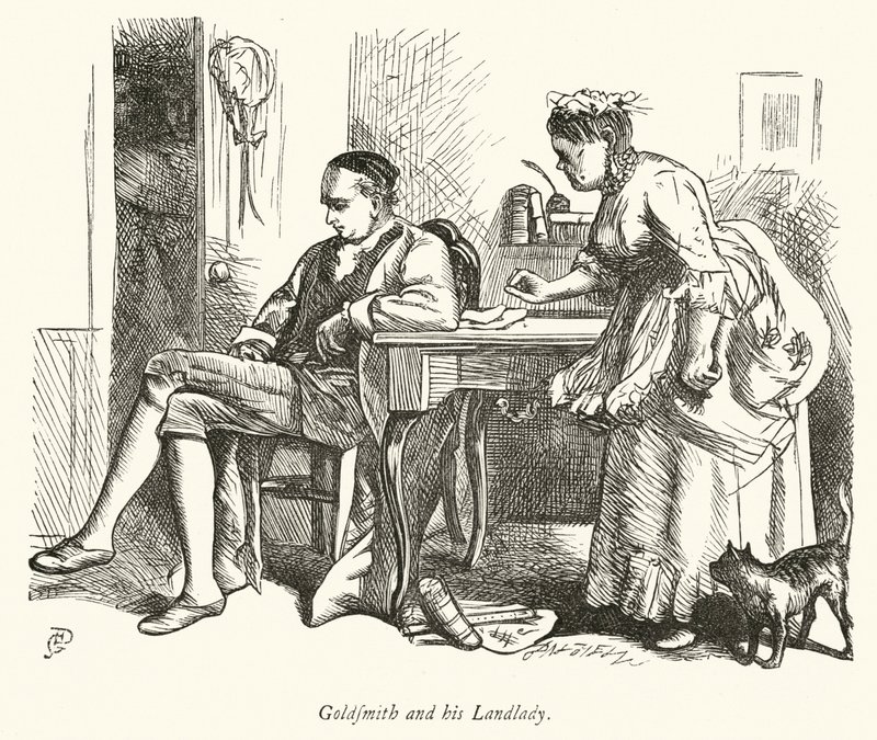 Oliver Goldsmith et sa logeuse - George John Pinwell