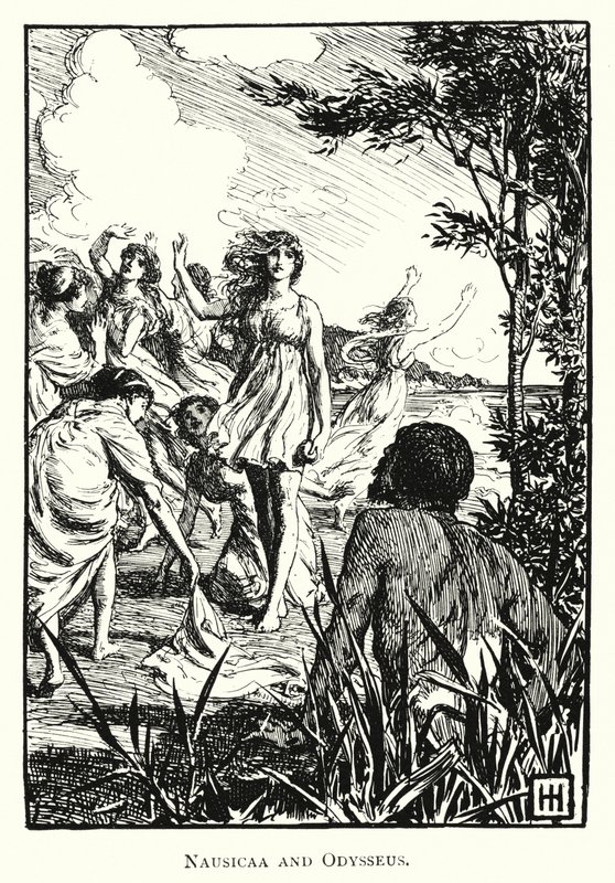 Odyssée: Nausicaa et Ulysse (gravure) - George Percy Jacomb Hood