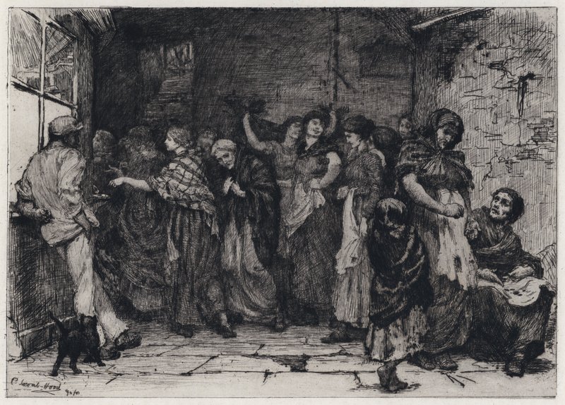 Jour de paie dans une filature de coton (eau-forte) - George Percy Jacomb Hood