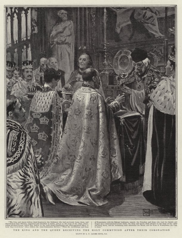 Le Roi et la Reine recevant la Sainte Communion après leur Couronnement - George Percy Jacomb Hood
