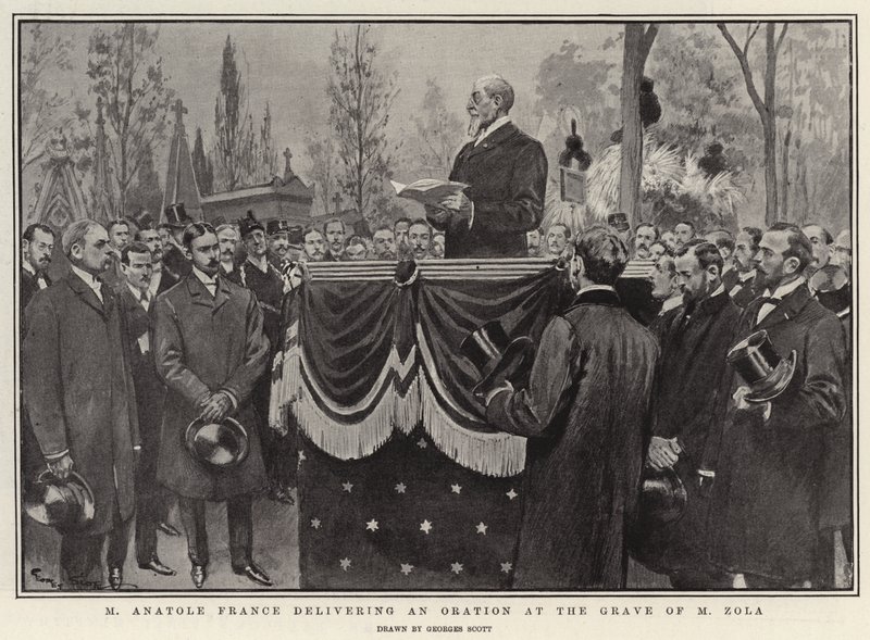 M. Anatole France prononçant une oraison sur la tombe de M. Zola - Georges Bertin Scott