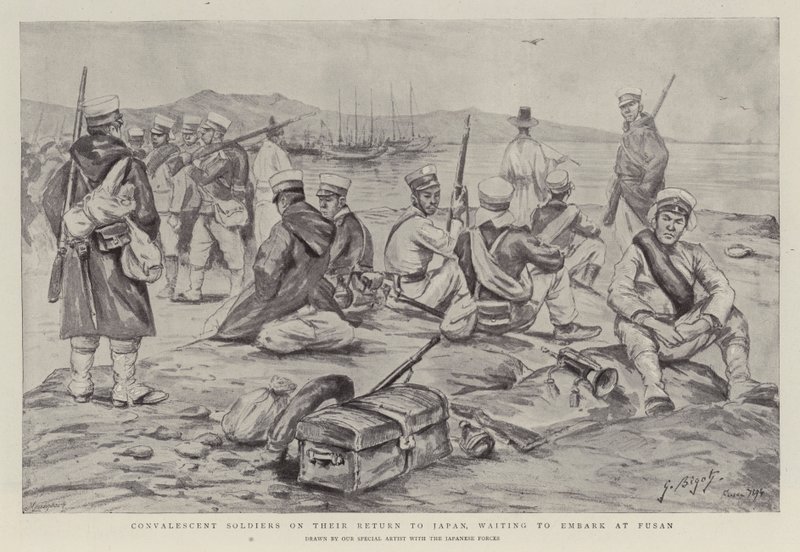 Soldats Convalescents à leur retour au Japon, attendant d