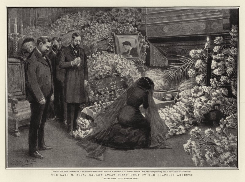 Le défunt M. Zola, première visite de Madame Zola à la chapelle ardente - Georges Redon
