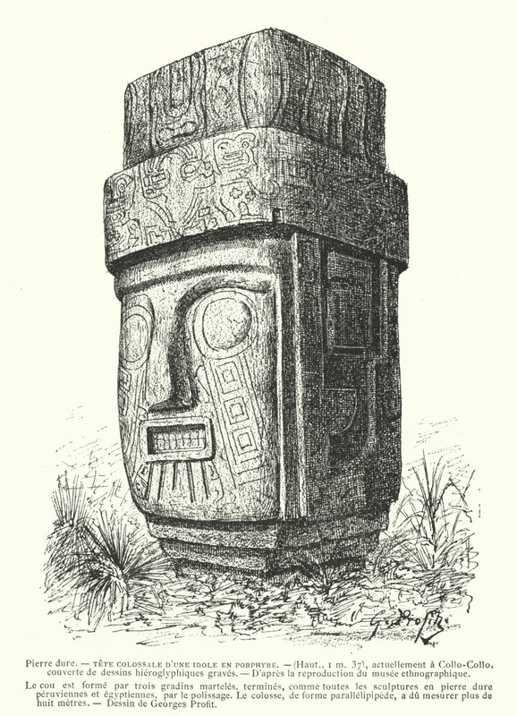 Idole inca colossale sculptée en porphyre - Georges Ernest Profit