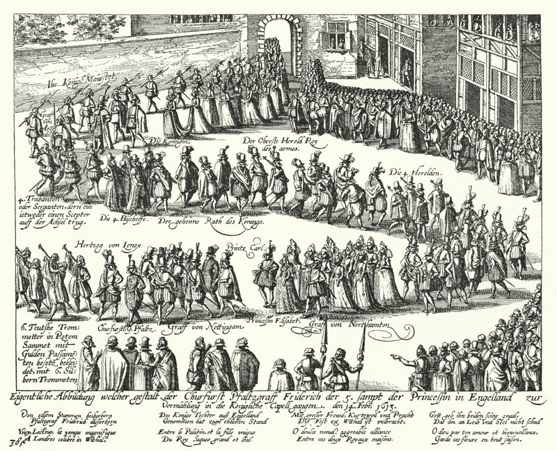 Procession de mariage de Frédéric V, Électeur Palatin, et Élisabeth Stuart, fille du roi Jacques I d