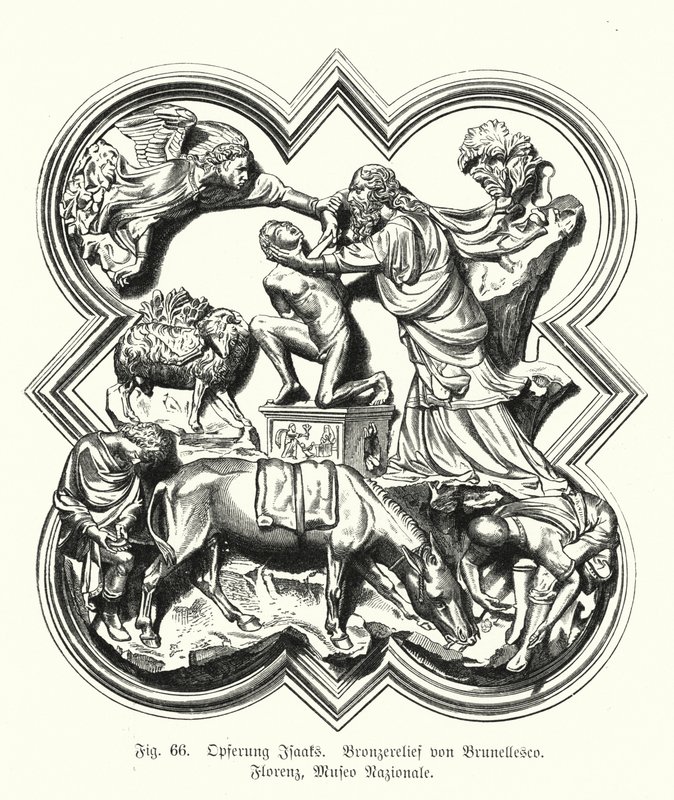 Abraham offrant son fils Isaac en sacrifice, relief en bronze par Filippo Brunelleschi - German School