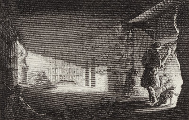 Chapelle rupestre égyptienne ancienne, Gebel el-Silsila. Illustration pour Bilder-Atlas (gravure) - German School