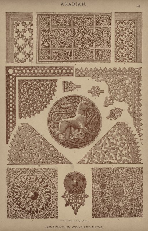 Arabe, Ornements en bois et métal - German School