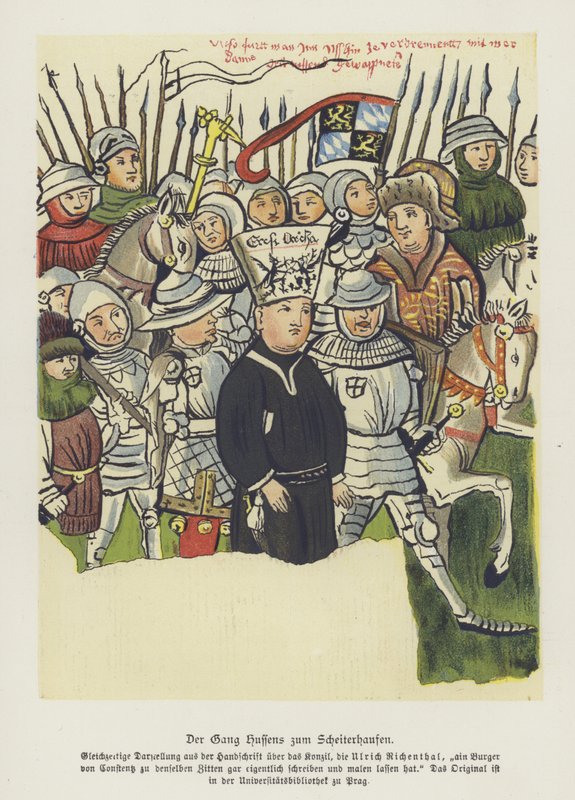 Réformateur chrétien bohémien Jan Hus conduit à son exécution, Constance, 6 juillet 1415 - German School