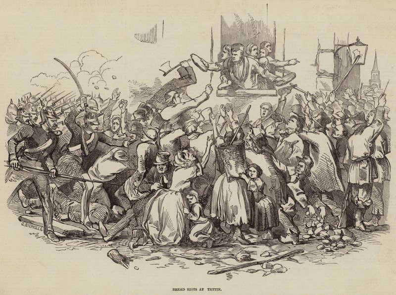 Émeutes de pain à Stettin, Allemagne, 24 avril 1847 - German School