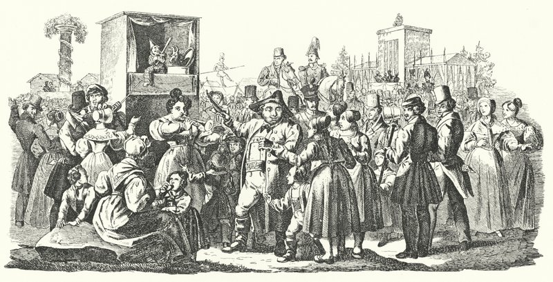 Carnaval dans le quartier de Cannstatt à Stuttgart, automne 1835 (gravure) - German School