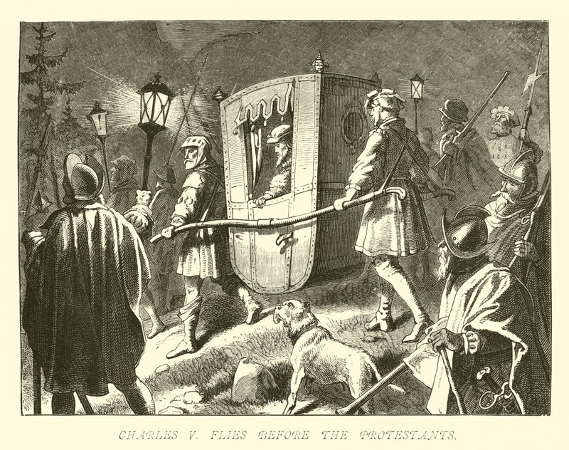 Charles V fuit devant les protestants - German School