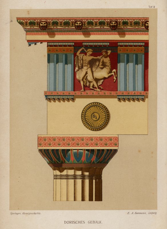 Entablement dorique, architecture grecque antique - German School