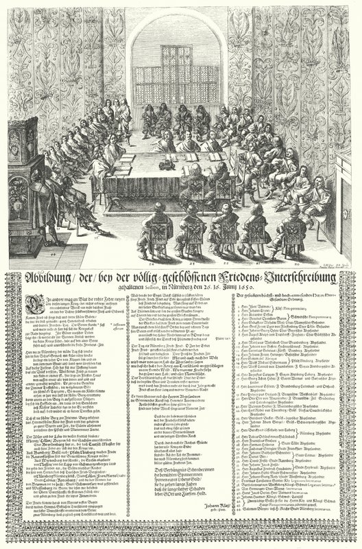 Congrès de paix européen tenu à Nuremberg en 1650 après la guerre de Trente Ans (gravure) - German School