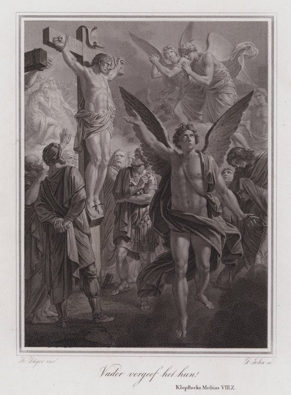 Père pardonne-leur! Christ sur la Croix (gravure) - German School