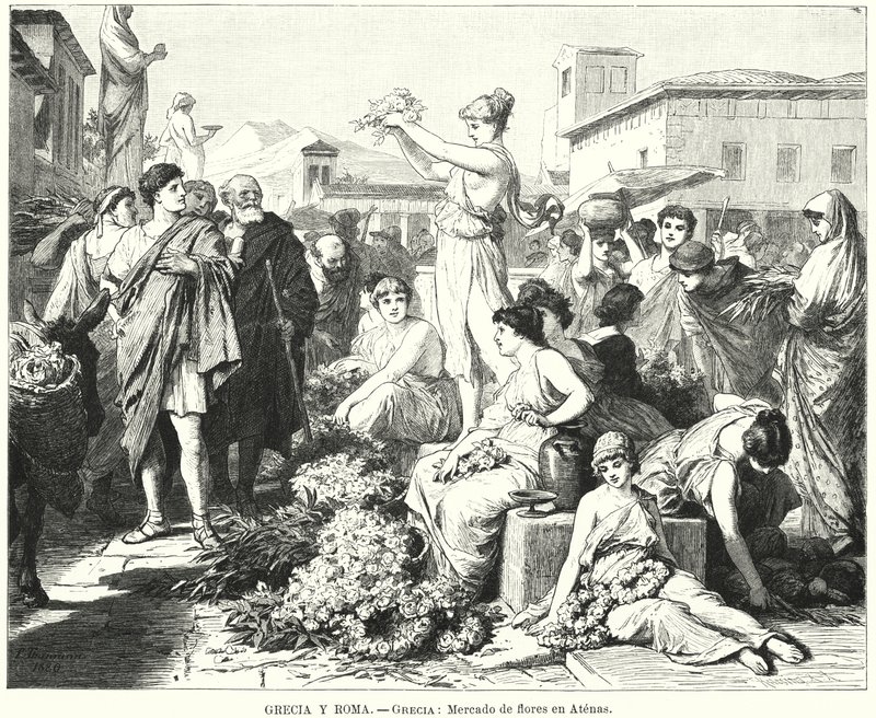 Marché aux fleurs à Athènes, Grèce antique - German School