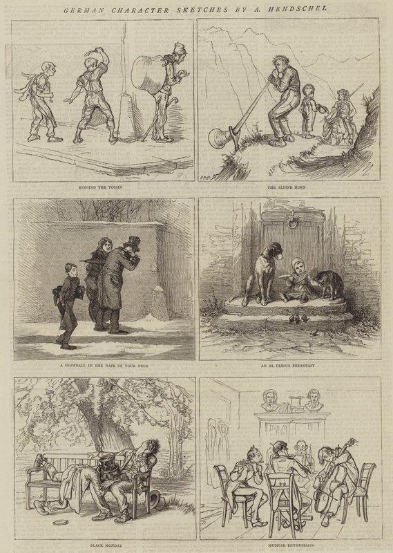 Esquisses de caractères allemands (gravure) - German School