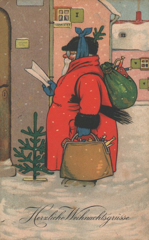 Carte de Noël allemande (lithographie en couleur) - German School