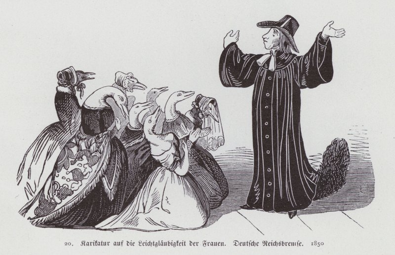 Caricature allemande sur la crédulité des femmes - German School