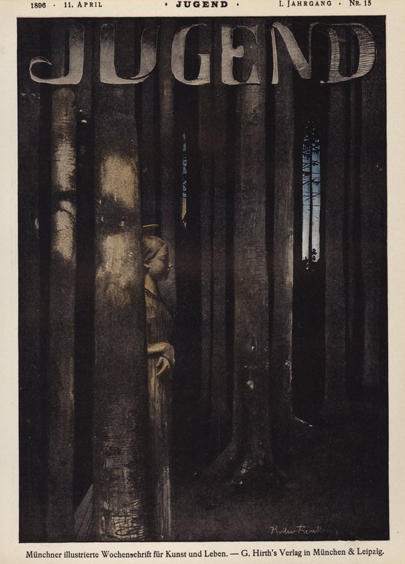 Fille marchant dans une forêt la nuit - German School