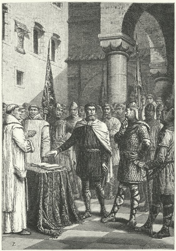 Harold Godwinson prêtant serment de soutenir la revendication de Guillaume de Normandie au trône d