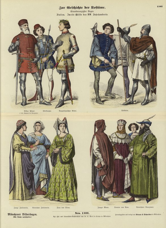 Costumes italiens, seconde moitié du 14ème siècle - German School